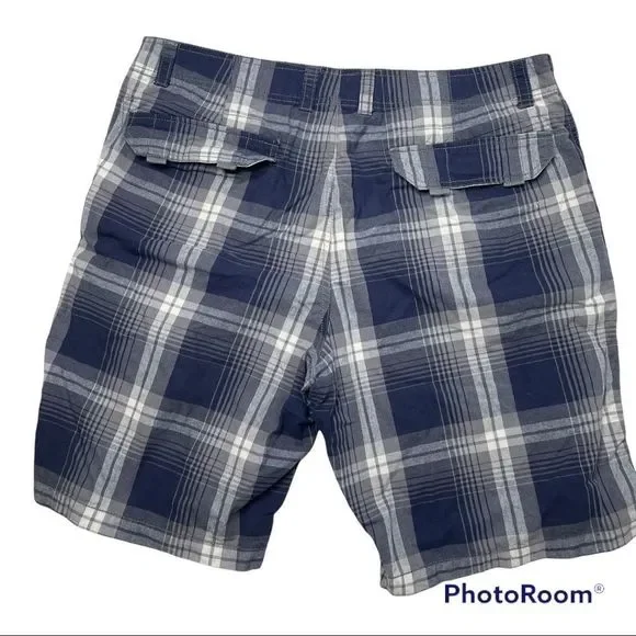 Old Navy Men's Plaid Shorts Loose Khakis Flat Front 36 - Picture 3 of 3